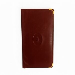 Cartier Paris Vtg Burgundy Leather Bordeaux Documents Card Case Wallet Old Money
